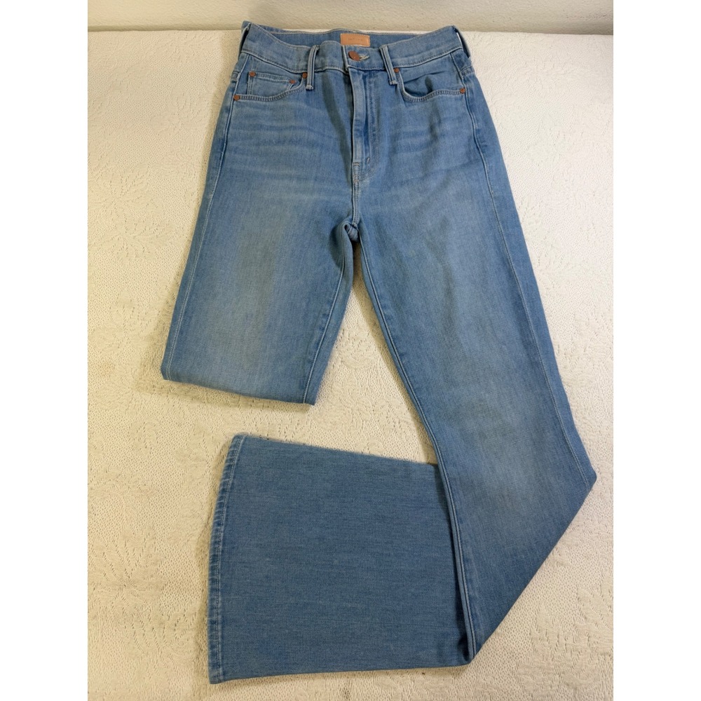 Mother High Waisted Weekender Skimp Jeans Hold My Hand Blue Flare Size 24